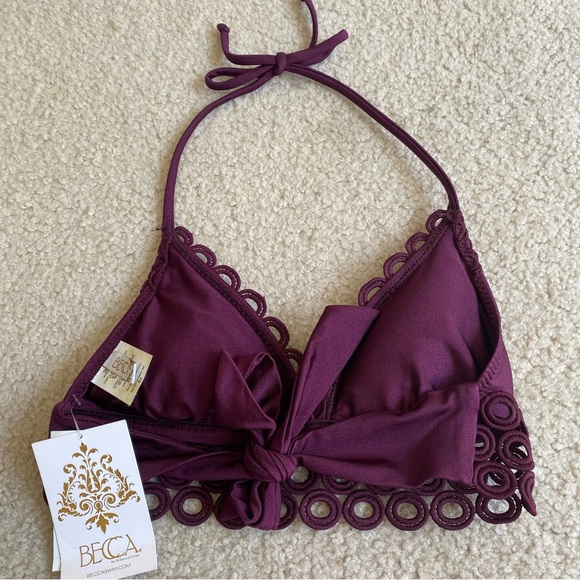 NWT Purple BECCA SWIM triangle bikini top, small - Picture 3 of 12